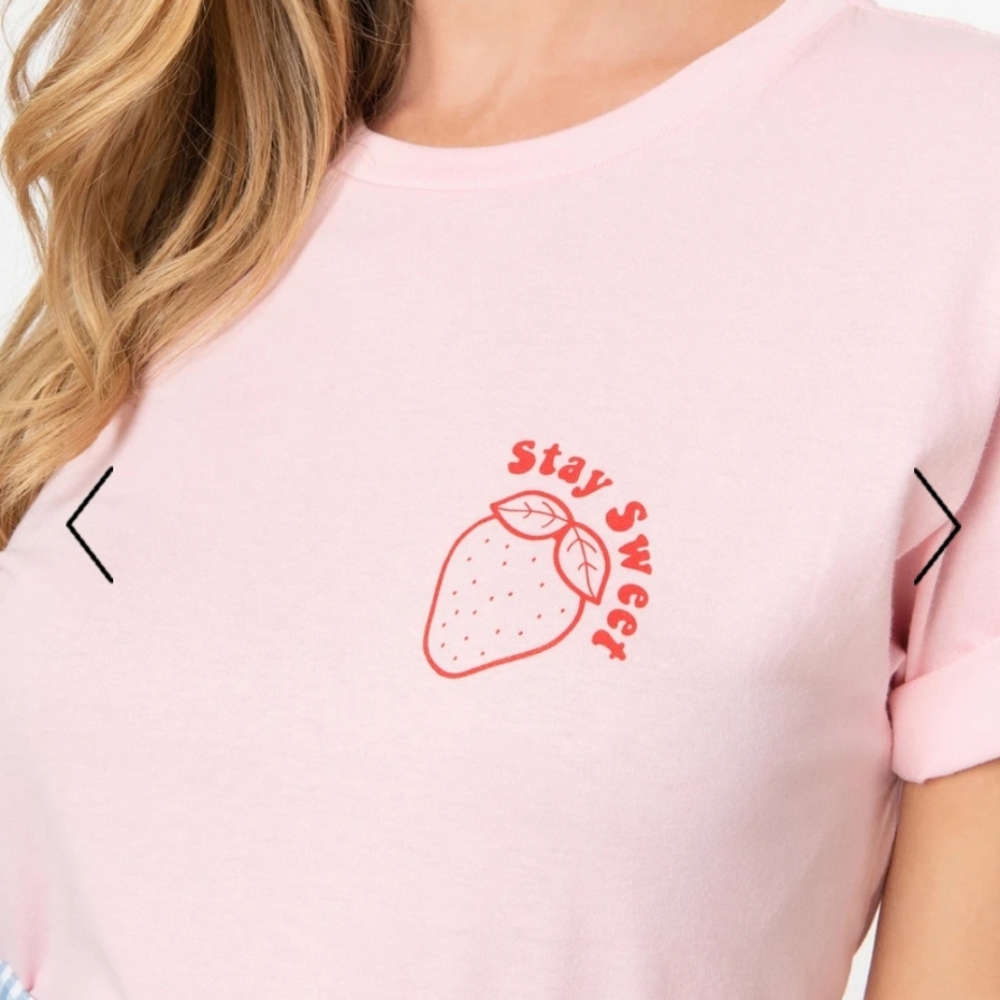NIB 🍓 Pink Stay Sweet unisex strawberry t-shirt